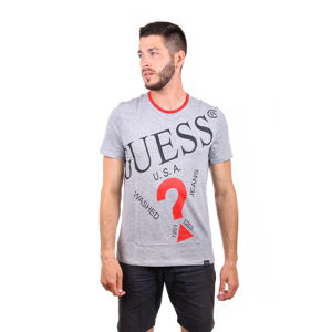 Guess pánské šedé melírované tričko - L (SHGY)